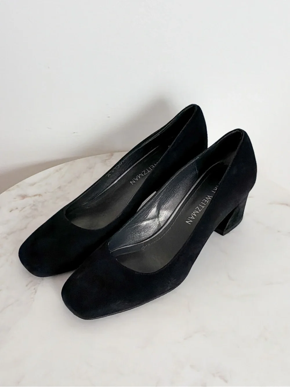 Stuart Weitzman Marymid Suede Pump Heels Black Size 7M